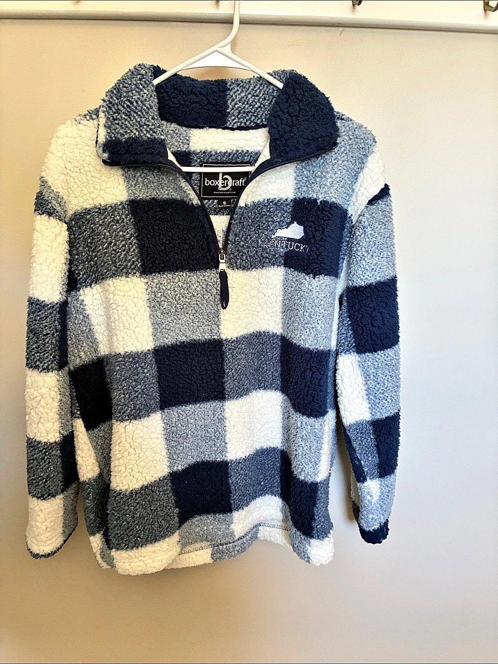 Boxercraft Sherpa Quarter-Zip Pullover Blue & White Small